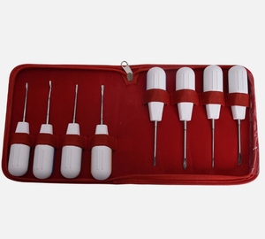 Kit de 12 outils chirurgicaux manuels pour implants dentaires, poignée ergonomique blanche, ensemble d'instruments de classe I - Product Image 1