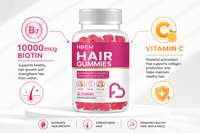 Gummies de biotine OEM à marque privée 10000mcg pour la croissance des cheveux, de la peau et des ongles, supplément de vitamine C, Gummies capillaires BioFlex