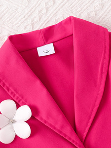 Costume trois pièces en denim de coton rose pour filles, veste blanche, short, style étranger doux pour enfants de 7 ans, respirant, costume de fête - Product Image 3