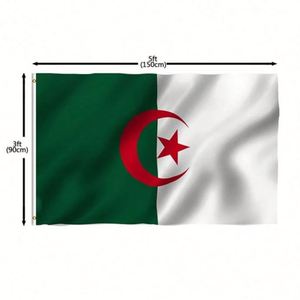 Drapeau promotionnel 3x5 pieds en polyester 100D, à double couture, pour l'Algérie, drapeau national <span class=keywords><strong>arabe</strong></span> - Product Image 5