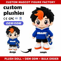 Peluche personnalisée Garçon Skater, Figurine en peluche, Mascotte douce, Jouet OEM ODM, Créez votre design
