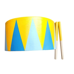 Wholesale Geometric Triangle Painted Wooden Floor Three-tone <b>Drum</b> Double Side Solid Wood <b>Drum</b> With Wood Mallets - Product Image 1