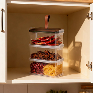 Spice Storage Box Rectangle Flip Top Airtight Container For Kitchen Food Organization - Product Image 1