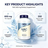 Complément Alimentaire NAC 600mg avec Sélénium 250 Capsules