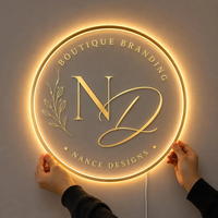 Nouvelle enseigne de magasin en acrylique et acier inoxydable, lettrage transparent rétroéclairé par LED, décoration de la maison, panneau publicitaire