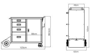 Chariot de soudage en acier robuste à 4 tiroirs Chariot à roulement à 360 ° pour soudeuse MIG TIG et coupeur de plasma Grand rangement avec 4 tiroirs - Product Image 4