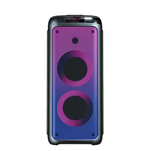 전문 오디오 DJ베이스 bt 파 스피커 듀얼 8 인치 600 와트 RGB 라이트 휴대용 블루투스 노래방 스피커 마이크