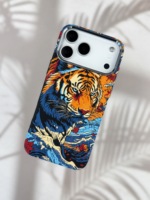 Coque de téléphone Lion Peinture à l'huile pour iPhone 18 Pro Max, Coque Lumineuse Haut de Gamme pour Samsung S27 Ultra avec Chargement Magnétique Sans Fil Ultra-Résistant