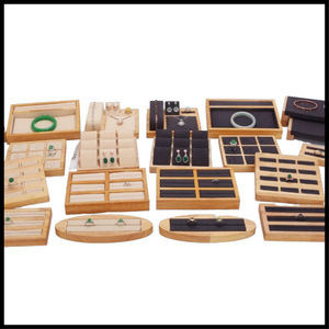 Solid Wood Jewelry Display Trays Dark Gray Off White Jewelry Tray For Store Counter Exhibition - Product Image 5