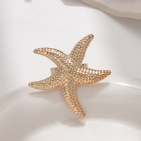 Bague tendance pour femme, style océan estival, bijoux en alliage exagérés pour les vacances, bague à fleurs creuse transfrontalière