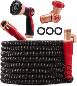 Custom Pocket <b>Hose</b> Copper Head <b>Expandable</b> Garden <b>Hose</b> with Pocket Pivot, No Tangles, AS SEEN ON TV, 360° Swivel, Tri-Tex Tubing - Product Image 1