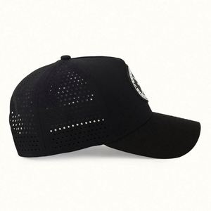Wholesale Custom Unstructured 5 Panel <b>Frame</b> Baseball Cap Laser Cut Hole Rubber PVC Logo Common Adjustable Professional OEM - Product Image 5
