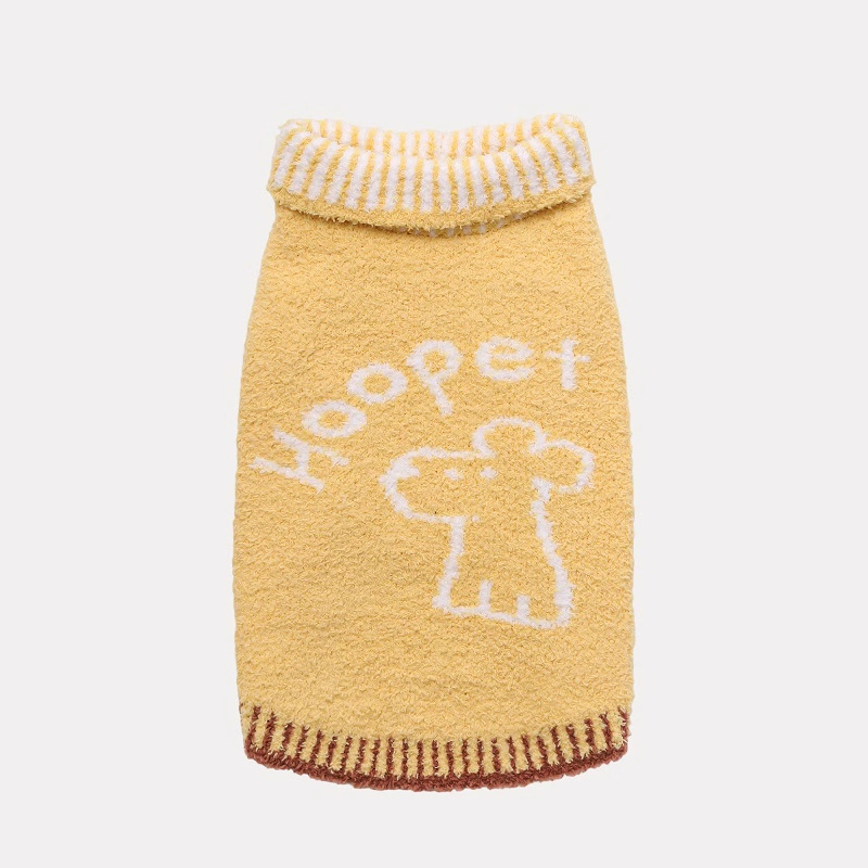 Pull col roulé jaune avec doublure polaire