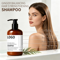 Sampo Penguat Rambut untuk Pria Wanita Perawatan Kulit Kepala Herbal Ekstrak Jahe Akar Anemarrhena 500ml Grosir Label Pribadi OEM