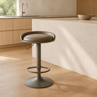 Tabouret de bar pivotant moderne en similicuir, hauteur réglable, base en métal, repose-pieds pour hôtel, îlot de cuisine, restaurant, comptoir