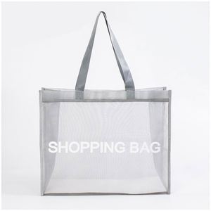 Bolsa de playa transparente y transpirable con estampado de letras, portátil, de nailon, tipo Superet Mall, para compras al por mayor - Product Image 1