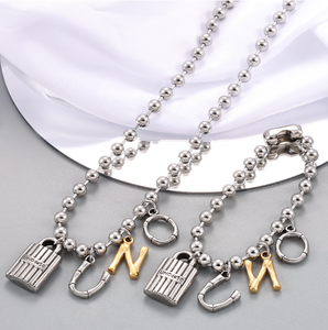 Collier Love <span class=keywords><strong>N</strong></span> <span class=keywords><strong>O</strong></span> Crystal <span class=keywords><strong>De</strong></span> <span class=keywords><strong>50</strong></span> Fashion Jewelry Joyeria Top Quality 316L Link Chain Lock Key Espagne Marque - Product Image 5