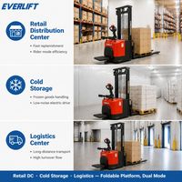 Transpalette Électrique Everlift 1,5 Tonne, Chariot Élévateur Hydraulique Autoportant, Batterie Plomb-Acide, Hauteur de Levage 4,5 m