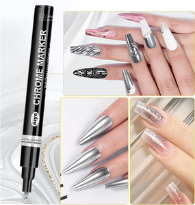 ปากกาเพ้นท์โครเมี่ยมสูตรน้ำ สีทองเข้มประกายเมทัลลิก ปากกาเมทัลลิกแบบปฏิกิริยา ให้ผิวเงาแบบกระจก สำหรับตกแต่งเล็บ วาดภาพ DIY - Product Image 5