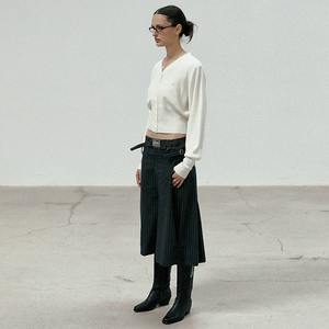 Pull en tricot de coton à col en V et à simple boutonnage, style américain tendance, pour femme - Product Image 4