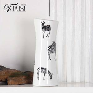 V131-GF Art Deco Porcelain <strong>Zebra</strong> <strong>Vase</strong> Tabletop Ceramic Flower Arrangement Elegant Bouquet <strong>Vase</strong> - Product Image 6