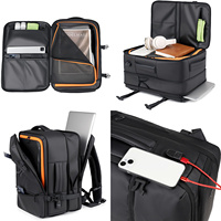 Sac à dos professionnel multifonctionnel extensible en tissu Oxford résistant à l'eau pour voyages d'affaires et ordinateur portable, design incurvé