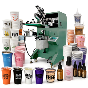 Semi Automatic Round Bottle Screen Printing Machine for Cosmetic Packaging Cup Tube Plastic Product Printing