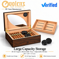 Humidor à cigares en bois pour le stockage de 50 à 65 cigares avec double humidificateur et plateau amovible