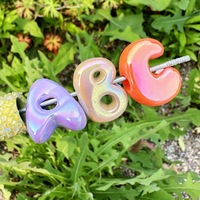 Perle lettre acrylique multicolore à grand trou, brillante, de marque QC, pour DIY, chaîne de téléphone, porte-clés, collier, bracelet