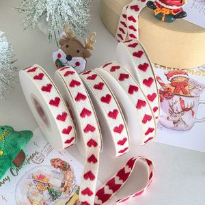 Nine-Colored <b>Ribbon</b> Christmas Embroidered Heart Woven <b>Ribbon</b> 1.6Cm Cotton Diy Decoration For Gift Cake <b>Wedding</b> Birthday - Product Image 1
