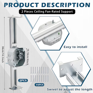 Soporte Ajustable para Ventilador de Techo, 1 Unidad, Caja de Conexiones Eléctricas para Ventiladores y Lámparas, Soporte de Montaje en Techo - Product Image 2