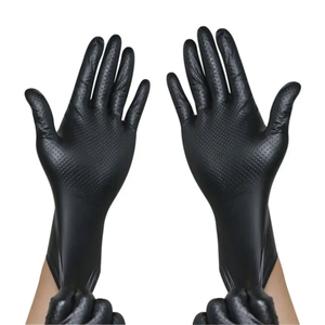 Gants jetables sans poudre sans latex avec texture diamantée 10mil Gants de sécurité en <span class=keywords><strong>nitrile</strong></span> noir orange synthétique - Product Image 5