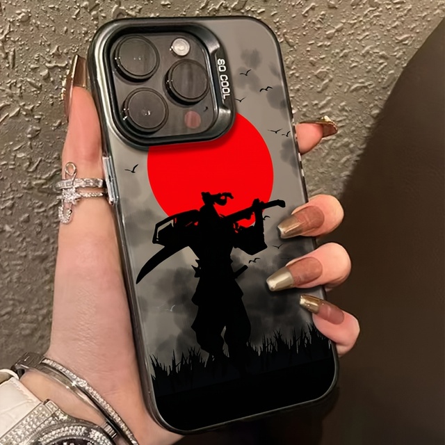 Black Stylish IMD Phone Case for 16 Pro Max 11 12 13 Pro Anti-Scratch TPU Material Cartoon Design with Phone Grip Included