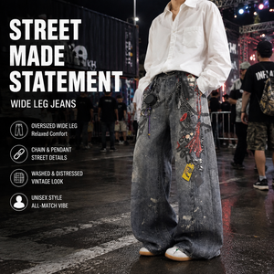 Pantaloni in Denim Y2K Vintage, Stile Streetwear, Traspiranti, Personalizzabili, Alta Qualità, Vestibilità Classica - Product Image 2