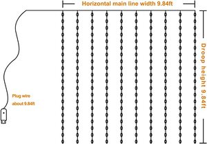 Guirlande lumineuse en forme <span class=keywords><strong>de</strong></span> rideau avec fil <span class=keywords><strong>de</strong></span> cuivre 3*3m 300 LED, télécommande USB, étanche pour l'intérieur et l'extérieur, lampe <span class=keywords><strong>de</strong></span> rideau <span class=keywords><strong>de</strong></span> Noël - Product Image 6