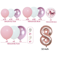 Chaîne de ballons sur le thème rose pour la décoration d'une fête d'anniversaire