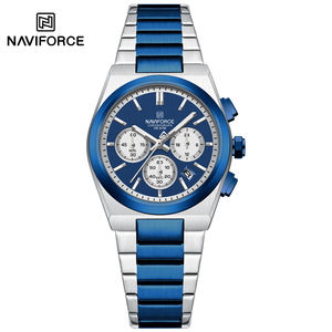 NF8048 Unisex elegante correa de acero reloj de cuarzo cara personalizada 3 diales cronómetro moda negocios ocio reloj bajo MOQ directo - Product Image 4
