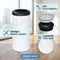 Vente en gros de porte-bière rond en acier inoxydable à double paroi isolé 4 en 1, 16 oz, sublimation vierge, refroidisseur de canettes avec ouvre-bouteille