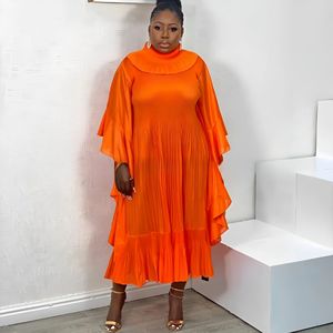 Abito da festa lungo da donna <span class=keywords><strong>in</strong></span> <span class=keywords><strong>raso</strong></span> plissettato 2025 con <span class=keywords><strong>maniche</strong></span> a pipistrello larghe, taglie forti, per matrimoni e celebrazioni pasquali - Product Image 1