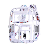 Vente chaude Gril Pvc Transparent Sac Étanche Mode Étudiant Enfants Sac À Dos Grande Capacité Mignon Bookbags
