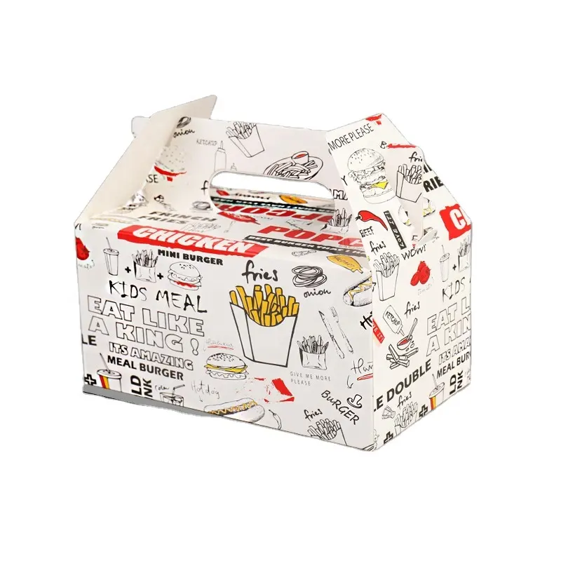 Emballage personnalisé à emporter de qualité alimentaire Hot Dog frites poulet boîte à hamburger en Carton boîte à collation personnalisé boîtes rigides gratuites