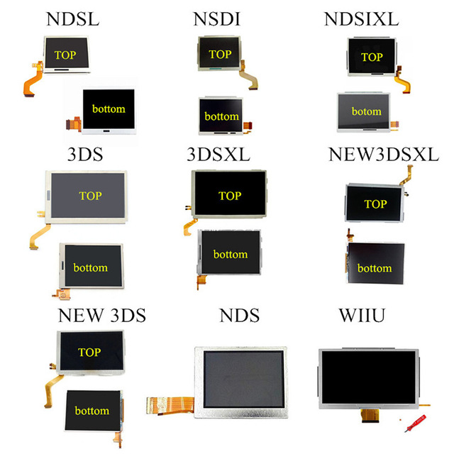 LCD Screen for NEW3DSXL/LL 3DSXL/LL NDSIXL NDSI WIIU NDS LITE Top and Bottom Screen Display Screen
