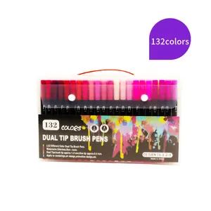 12〜36色デュアルチップタッチカラーセットサプライヤー蛍光ペン用インクt無毒ブラシチップファインチップカラーマーカー