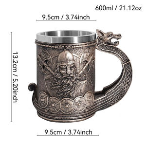 Tazas Creativas Viking General WJA24, Taza Mítica <span class=keywords><strong>Noruega</strong></span> con Diseño de Barril de Madera de Guerrero Medieval, Taza con Estatua Vikinga de Thor, Personalizable - Product Image 2