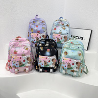 Tas ransel kasual berkapasitas besar gaya ins untuk siswa SMP, tas ransel lucu bermotif untuk siswa SD