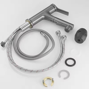 <span class=keywords><strong>Robinet</strong></span> de lavabo de salle de bain moderne en laiton massif, mitigeur pivotant à 360° avec douchette extractible pour projets hôteliers - Product Image 6