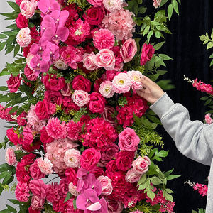 Realistic Purple and Light Pink Silk <b>Artificial</b> Roses Hydrangeas Large Wedding Entrance Backdrop Romantic Event Venue Decoration - Product Image 3