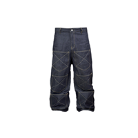 Jean Homme Premium Original avec Broderie Écusson Royal, Effet Délavé Vintage, Coupe Droite, Haute Qualité, Denim Baggy pour Femme