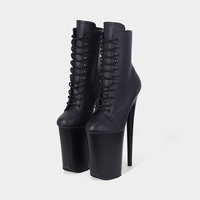 Nouvelles bottes montantes à plateforme en PU, talon haut, bout rond, 9 pouces, pour pole dance, à lacets avec fermeture éclair latérale, collection automne