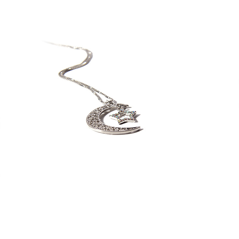 V & R joyas schmuck de diamantes de imitación de cristal chapado en rodio COLLAR COLGANTE de metal sol Luna estrella collar